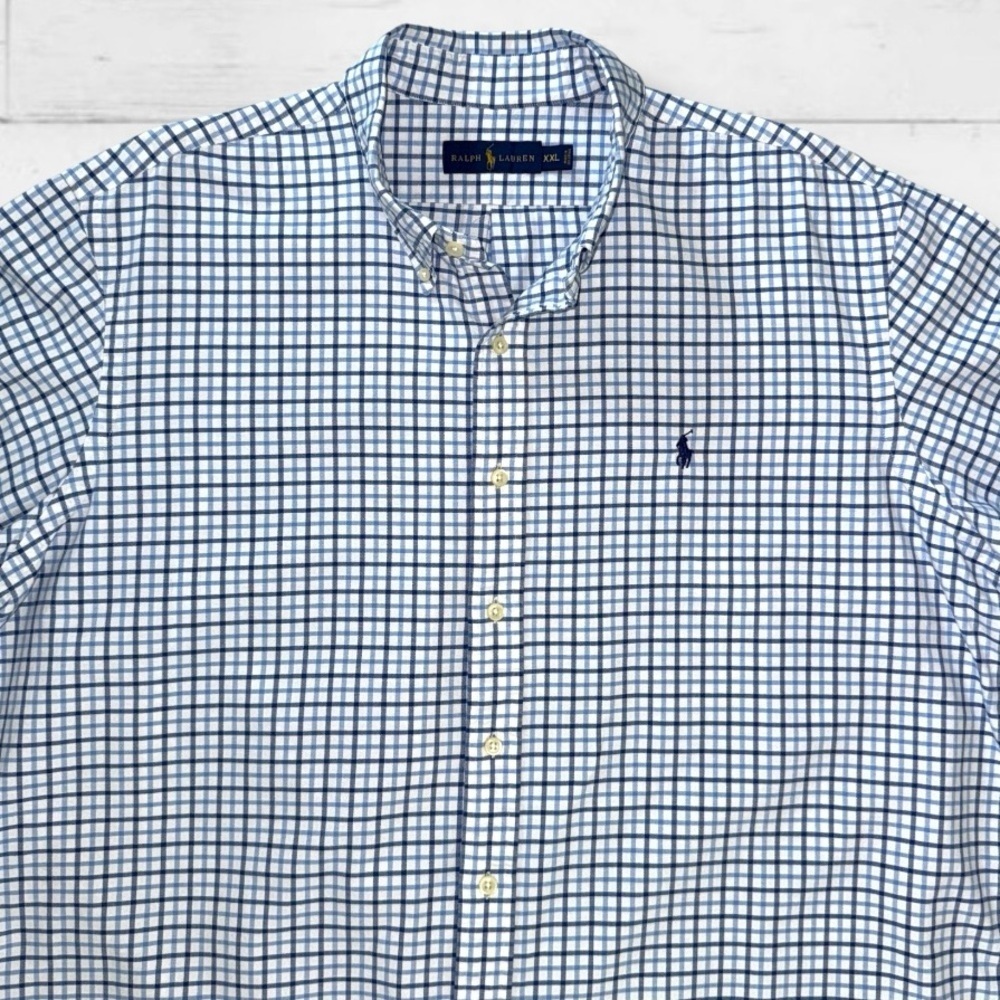 Ralph Lauren Men’s XXL Button-Down Blue Check Shirt Long Sleeve Cotton